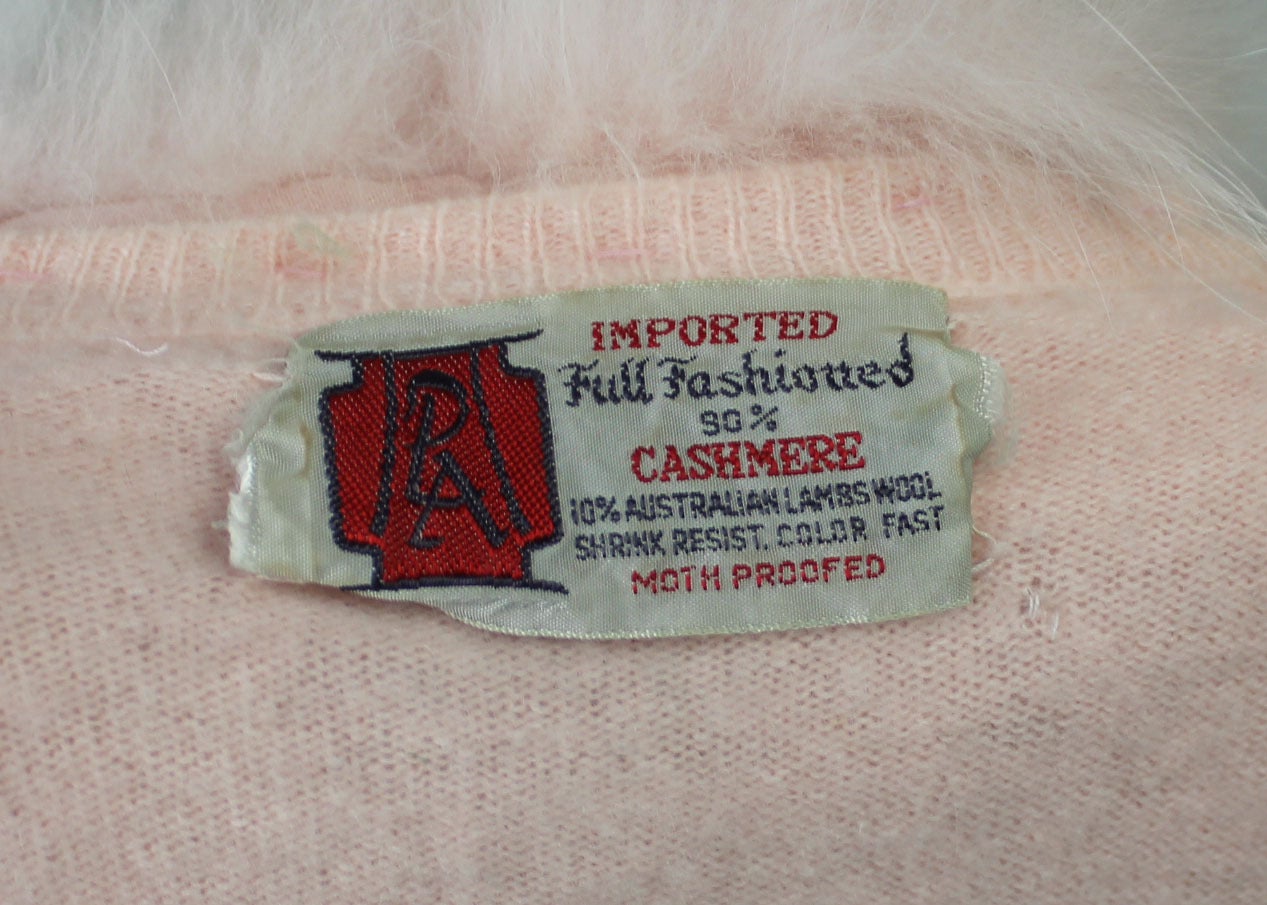 1950s Pink Cashmere Sweater with Matching Fox Collar 4