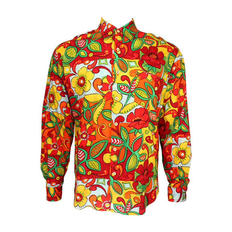 Moschino Super Pop Psychedelic Floral Shirt with Logo