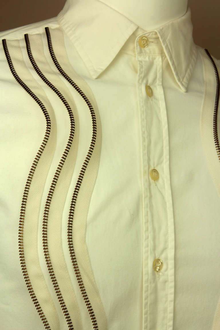 Moschino Men's Zipper Ruffled Front Shirt 1