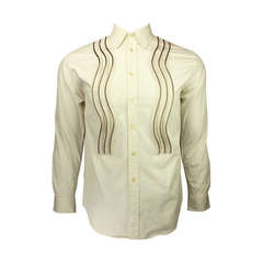 Vintage Moschino Men's Zipper Ruffled Front Shirt