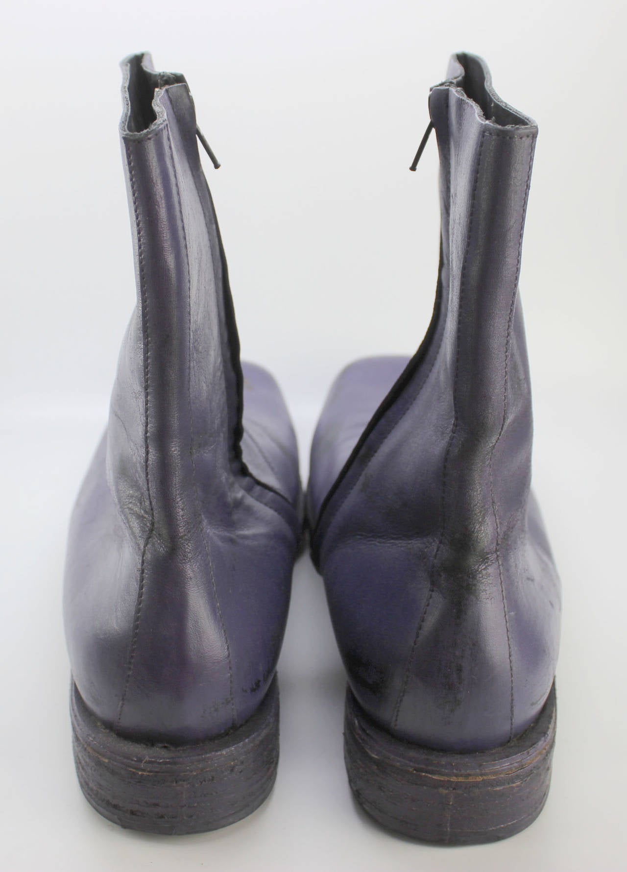 Gray Mens Martin Margiela Purple and Black Painted Boots