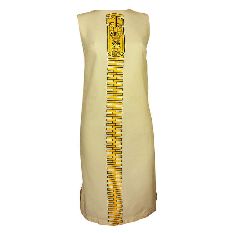 1960s MOD Dress with Trompe L'Oeil Zipper For Sale
