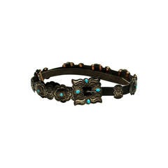 Retro Navajo Silver/Turquoise Concha Belt