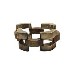 Vintage 1960s Sterling and Copper Modernist Link Bracelet