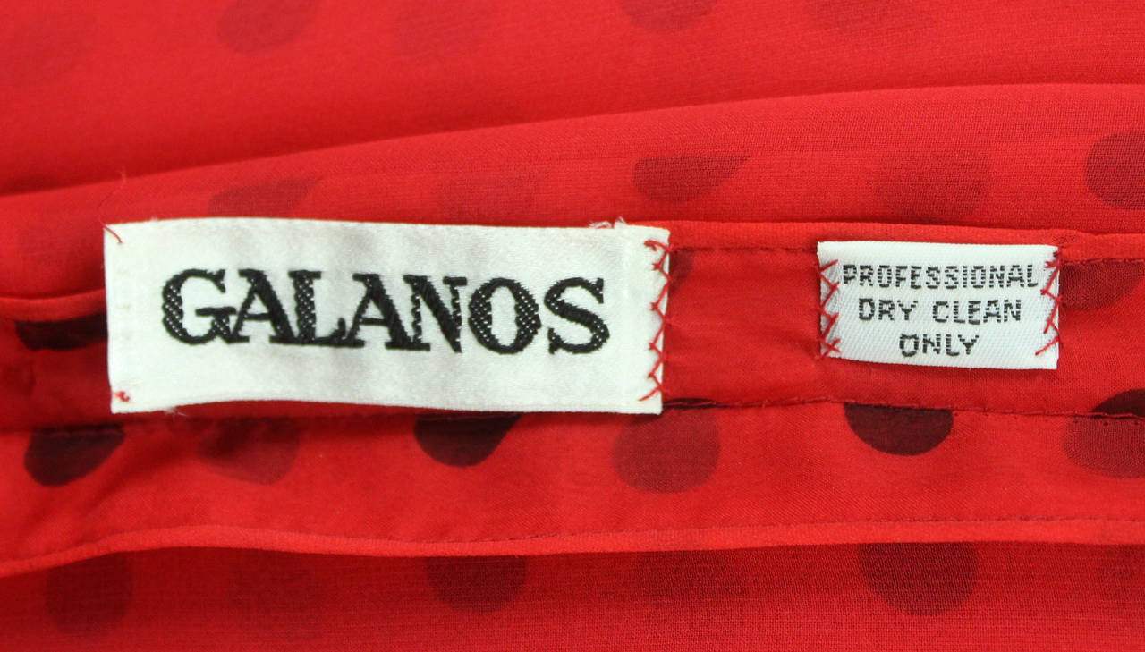 Galanos 1970s Fluid Silky Polka Dot Dress For Sale 1