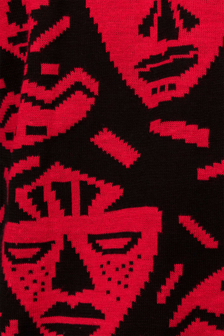 Claude Montana 1980s Mens Tribal Mask Print Sweater 1