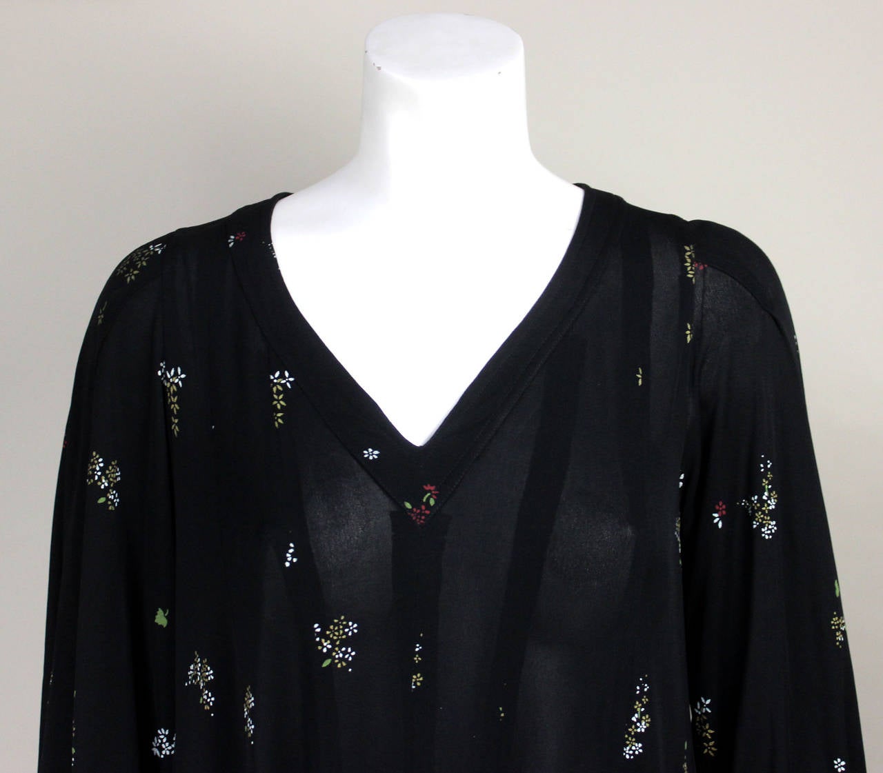 Women's Jean Muir late 1970s Sheer Rayon Folkloric Inspired Dress For Sale