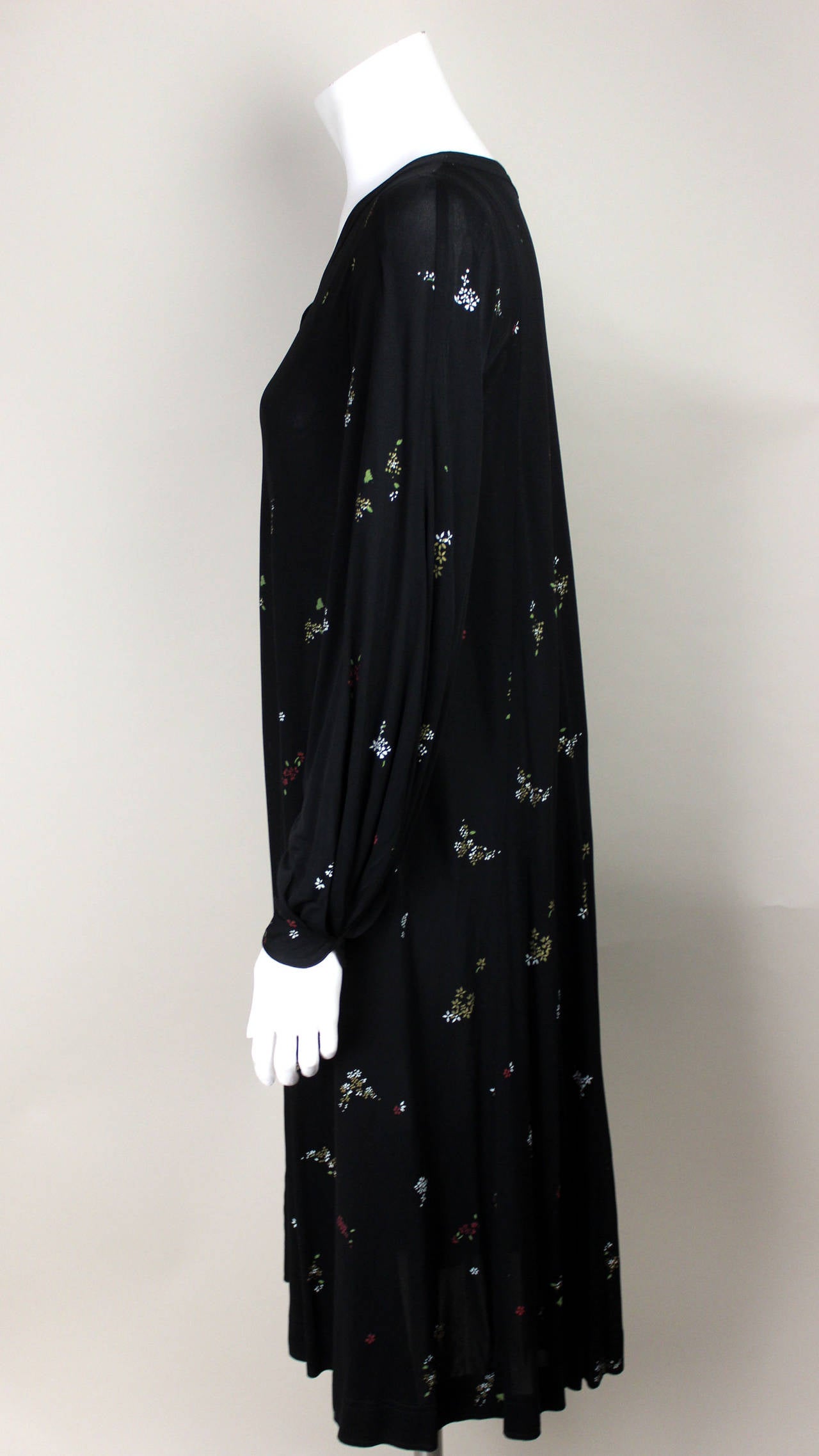 Jean Muir late 1970s Sheer Rayon Folkloric Inspired Dress For Sale 1