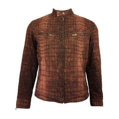 Moschino Mens Reptile Print Moto Style Jacket