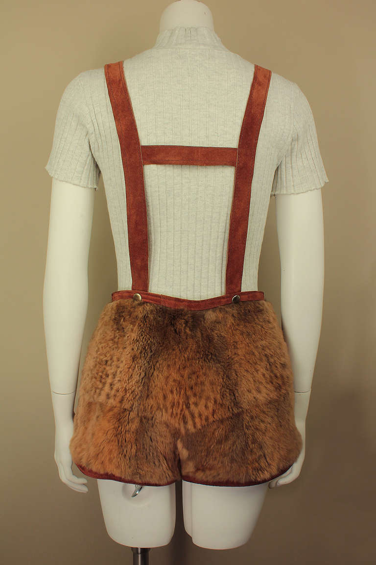 1980s Bagatelle Fur Shorts with Suspenders In Excellent Condition In New York, NY