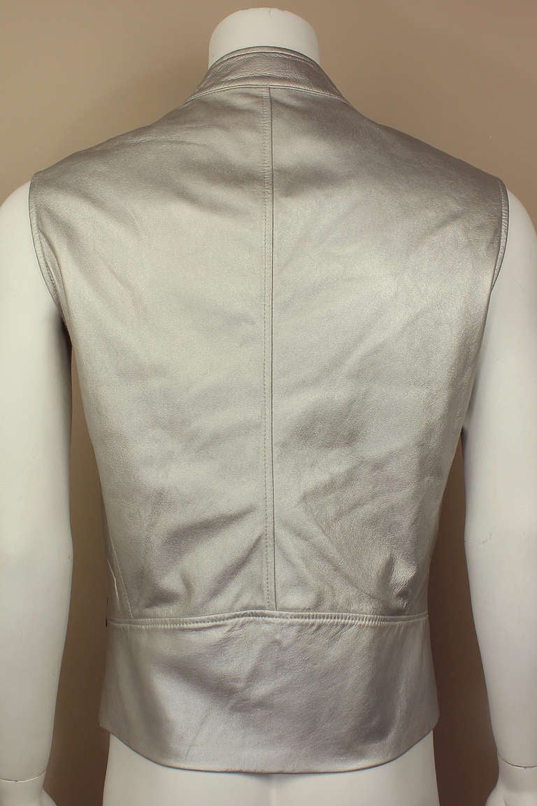Men's Martin Margiela 90s Silver Painted Moto Vest For Sale