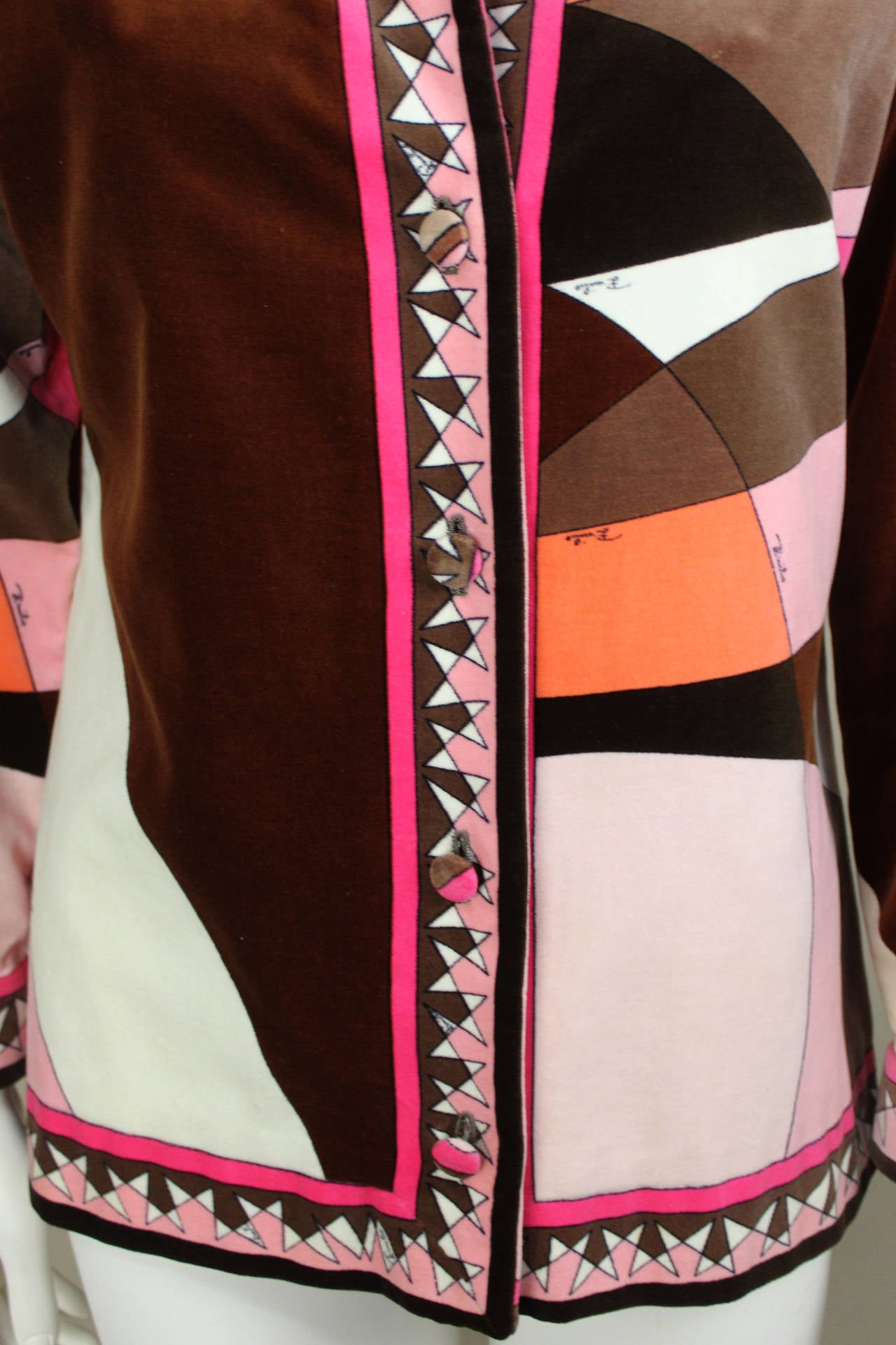 1960s Pucci Geometric Print Velvet Jacket For Sale 1