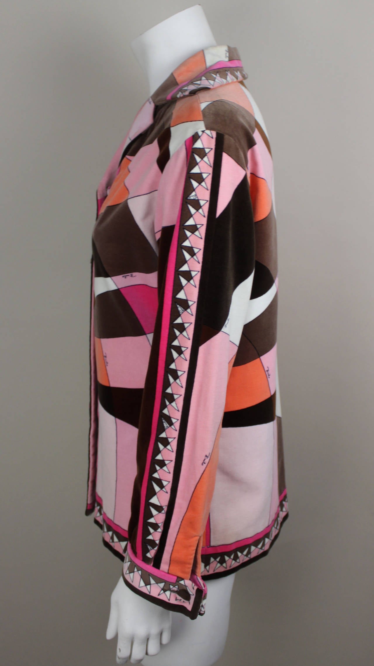 Black 1960s Pucci Geometric Print Velvet Jacket For Sale