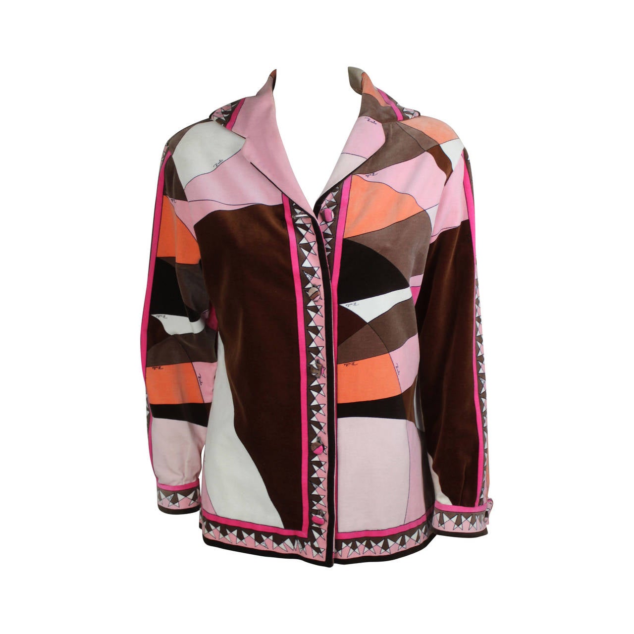 1960s Pucci Geometric Print Velvet Jacket For Sale