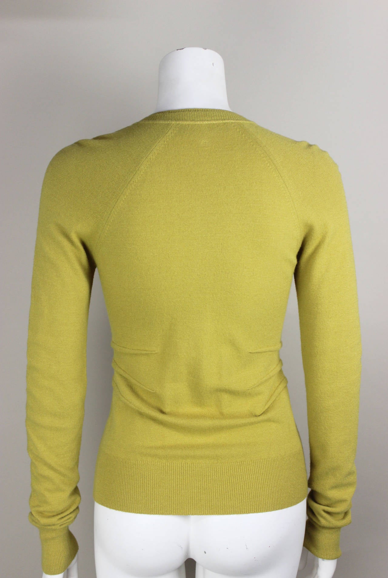 Women's Vintage Dolce & Gabbana Mustard Yellow 100% Cashmere Long Sleeve Cardigan