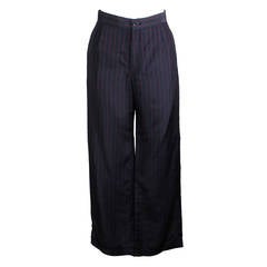 Vintage Yohji Yamamoto Womens Black and Red Pin Stripe High Waist Pant Trousers