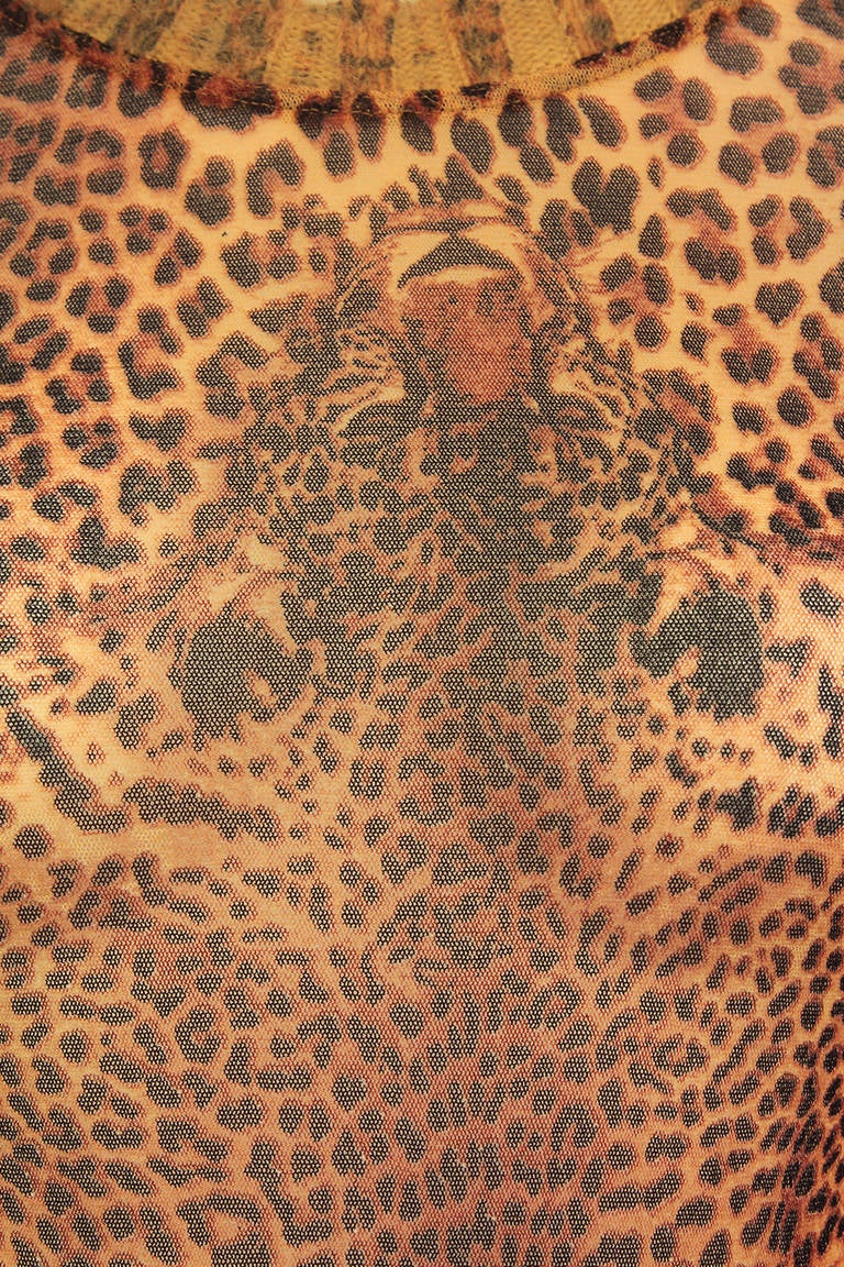 Women's Jean Paul Gaultier Cheetah Print Sleeve Sweater with Angora Trim