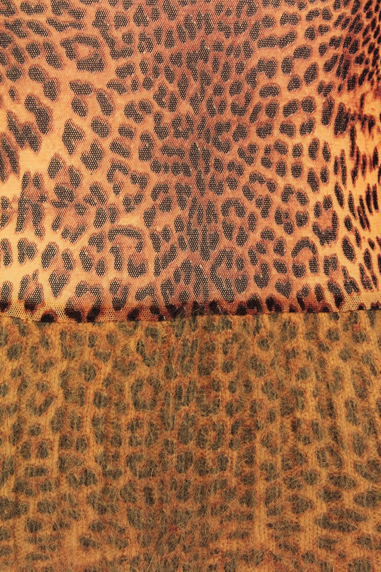 Jean Paul Gaultier Cheetah Print Sleeve Sweater with Angora Trim 1