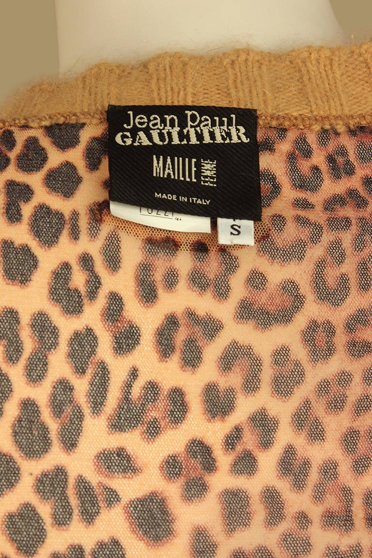 Jean Paul Gaultier Cheetah Print Sleeve Sweater with Angora Trim 2