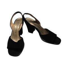 Yves Saint Laurent Black Suede Chunky Sandals