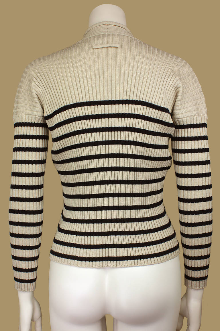Jean Paul Gaultier Knotted Striped Knit Sweater In Excellent Condition In New York, NY