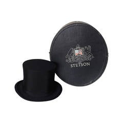 Vintage 1930s Stetson Collapsable Top Hat with Original Box