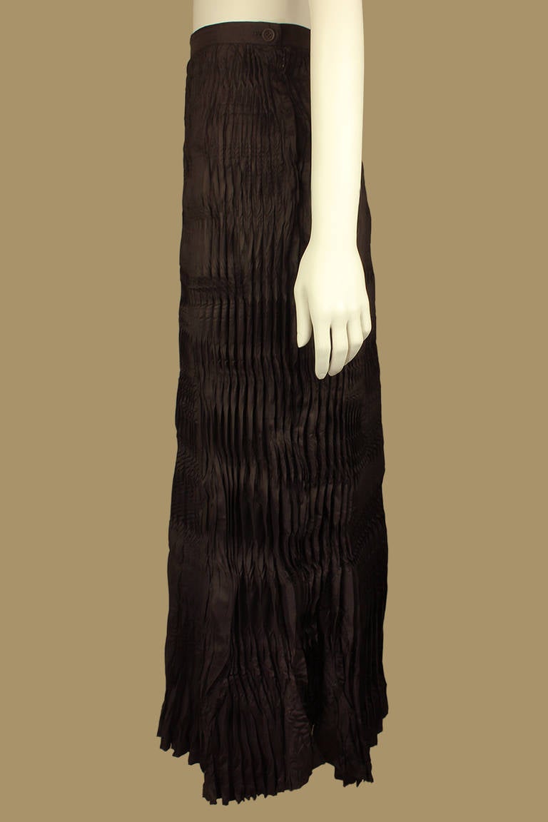 Issey Miyake 1990s Full Length Crinkled Accordion Pleated Skirt