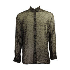 Versace for Istante Men's Sheer Abstract Print Shirt