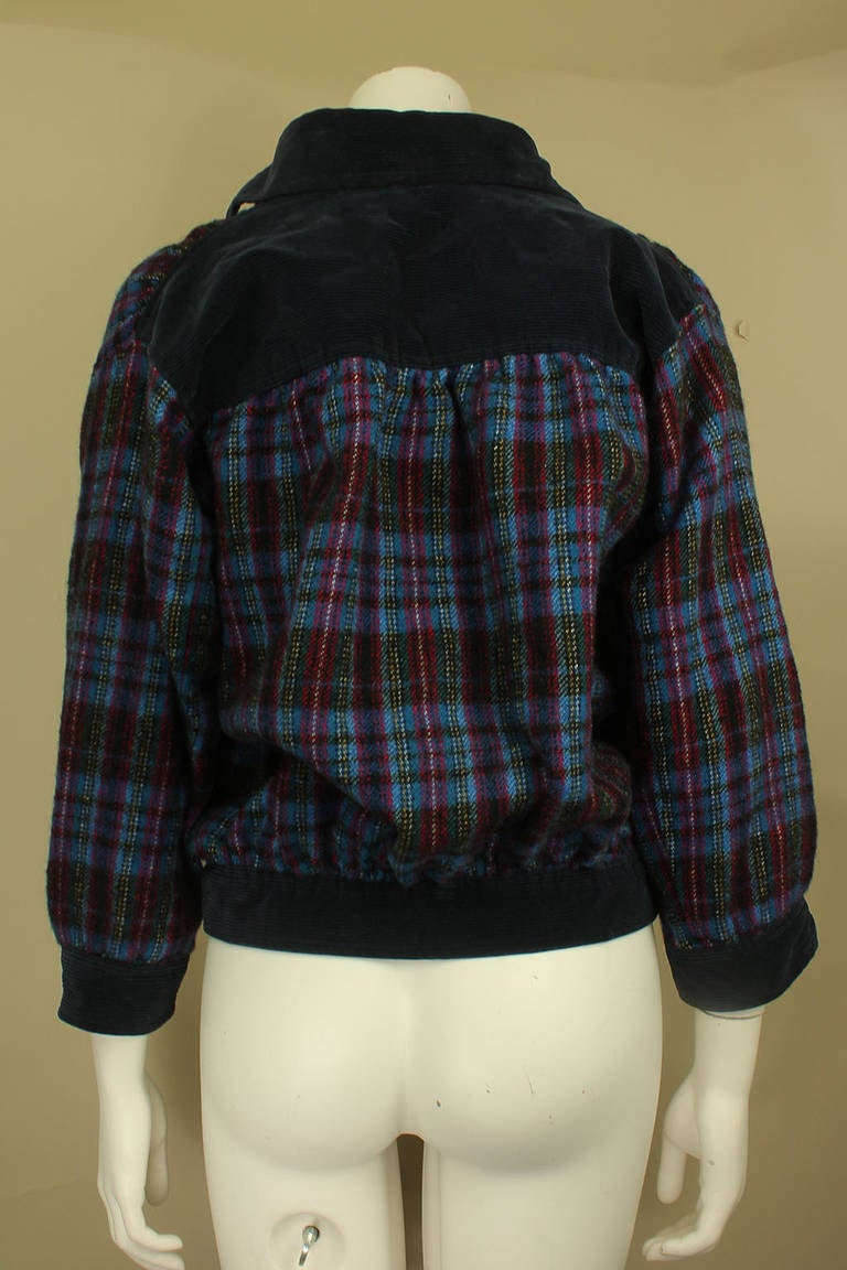 Yves Saint Laurent Rive Gauche Plaid Cropped Jacket In Good Condition In New York, NY