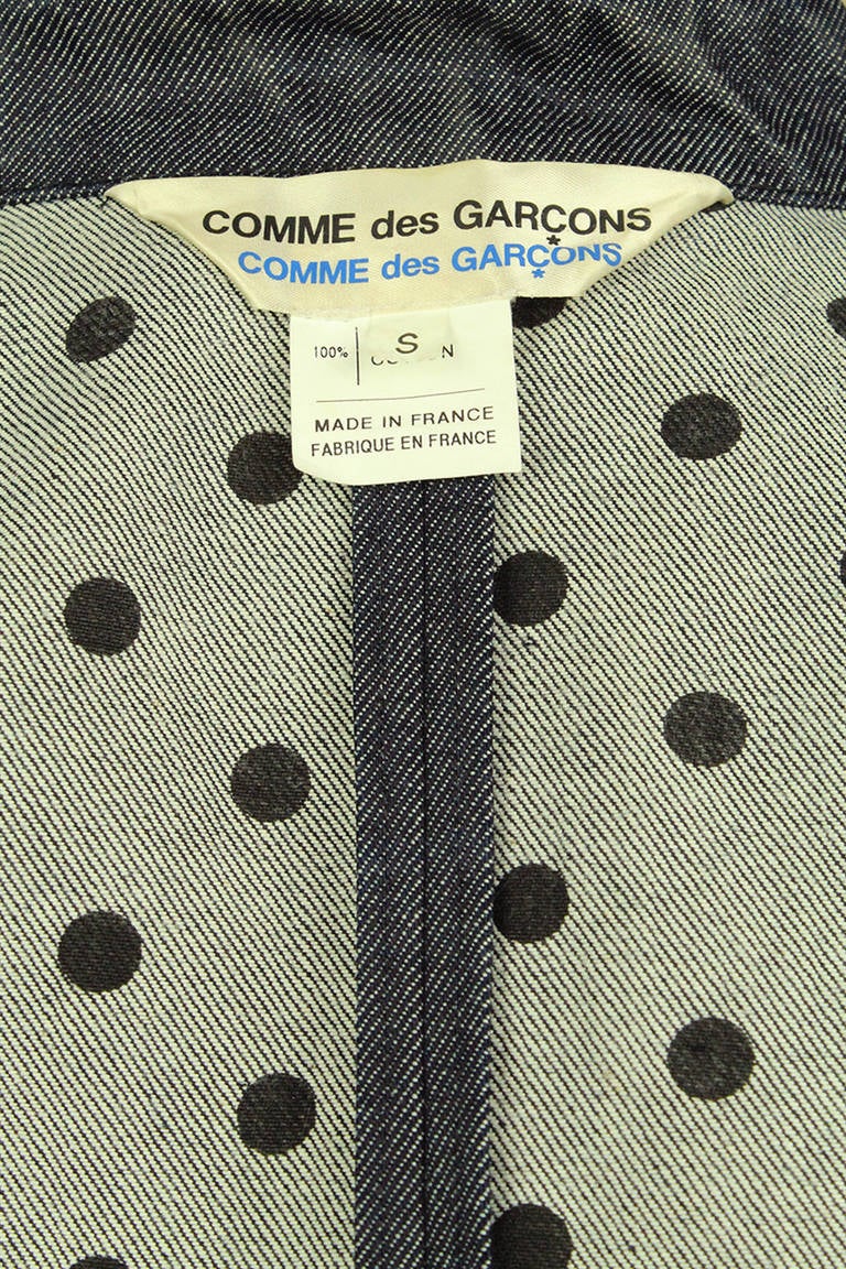 Comme des Garcons 1990s Denim Polka Dot Cropped Jacket For Sale 2