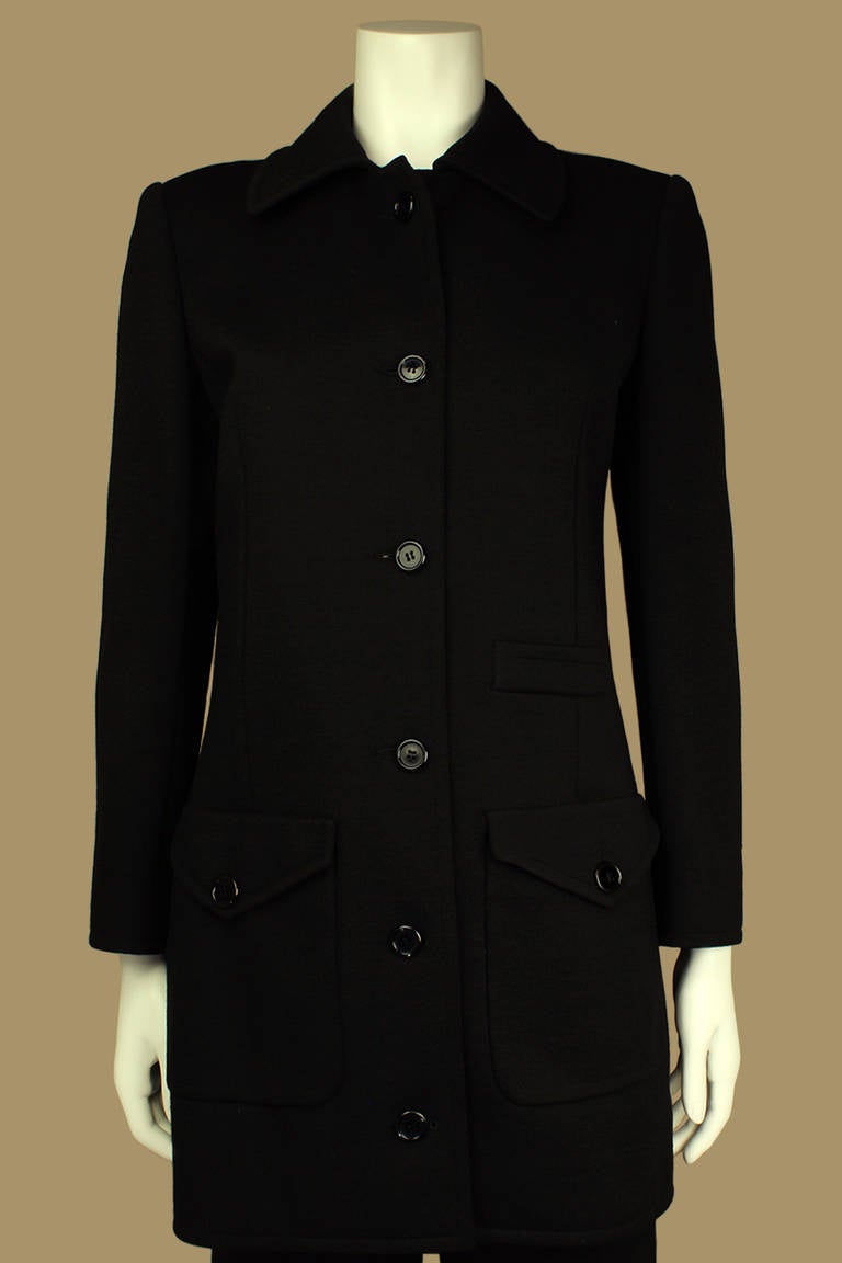 1970's Yves Saint Laurent Rive Gauche Wool Pantsuit In Excellent Condition For Sale In New York, NY