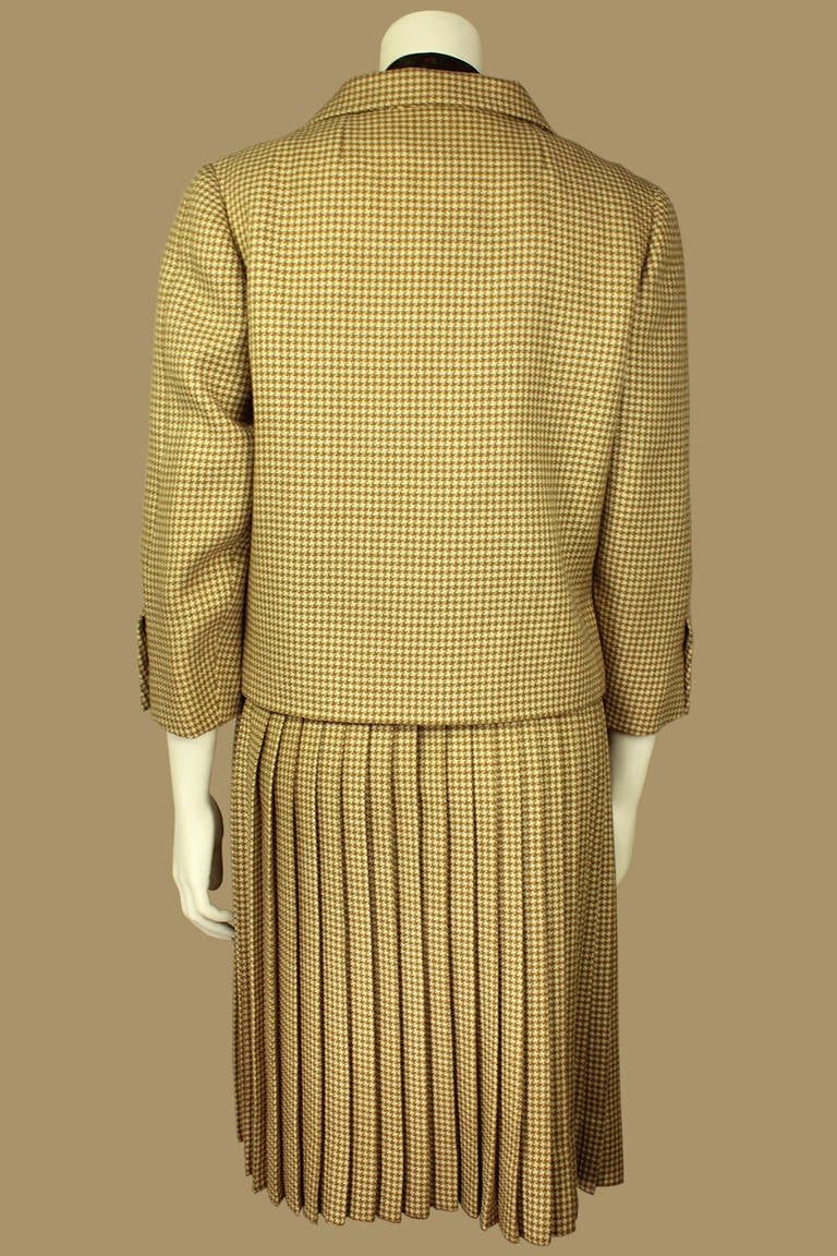 Brown Norman Norell 1960s Three Piece Skirt Suit