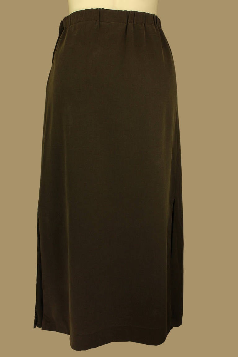 Black Issey Miyake 1990s Olive Pencil Skirt For Sale