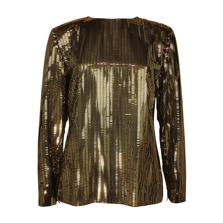 Givenchy Late 1960s "Nouvelle Boutique" Shimmery Metallic Gold Top
