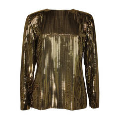 Vintage Givenchy Late 1960s "Nouvelle Boutique" Shimmery Metallic Gold Top