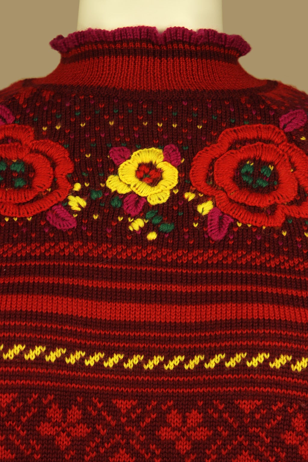Kenzo 1970s Embroidered Wool Sweater 1