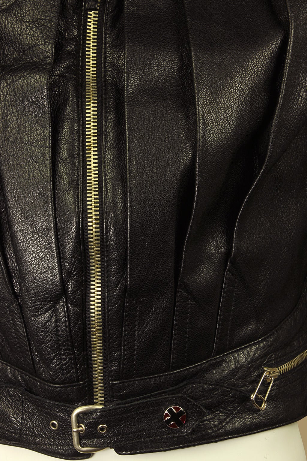 Jean Paul Gaultier Men's 1990s Highly Styled Leather Moto Jacket at 1stdibs