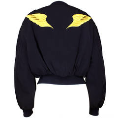 Ozbek 1990s Bomber Jacket with Gold Embroidered Wings