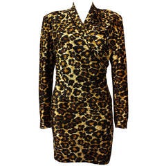 Patrick Kelly Leopard Print Wrap Dress