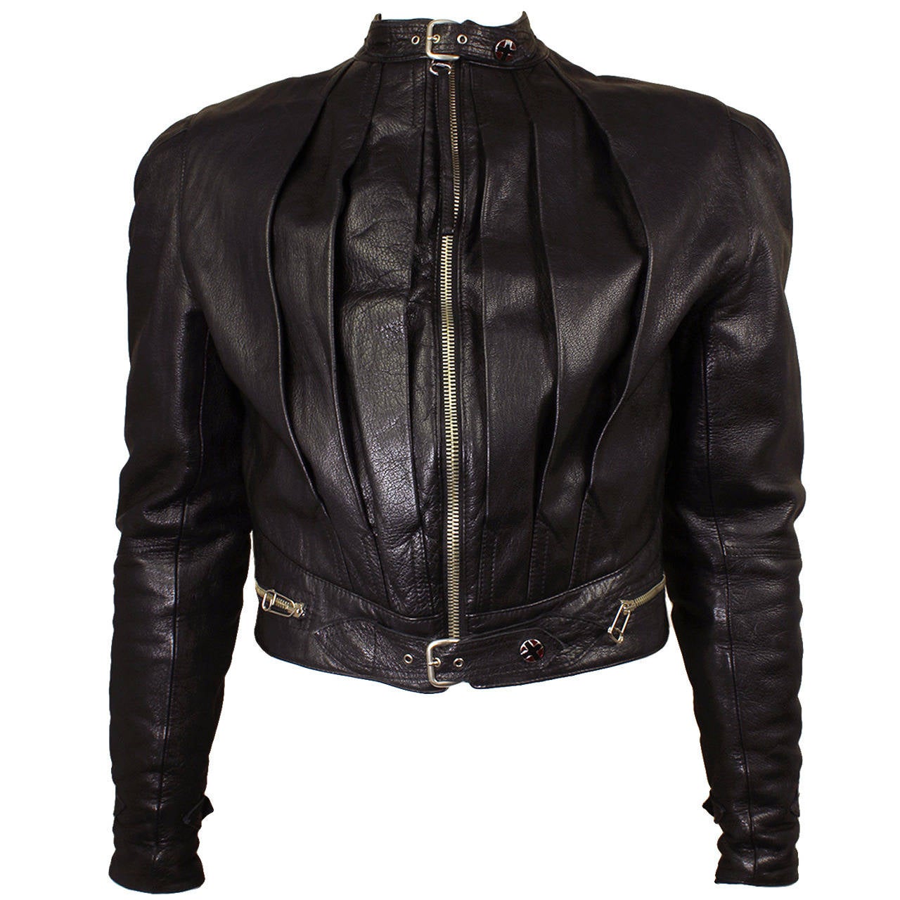 Jean Paul Gaultier Men's 1990s Highly Styled Leather Moto Jacket at 1stdibs