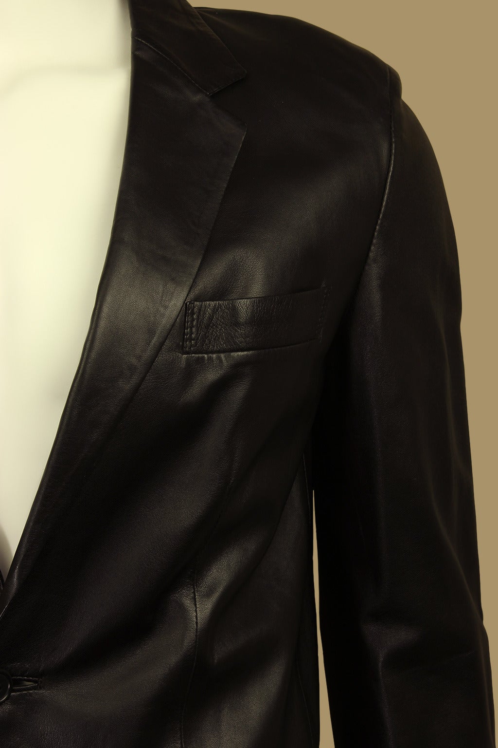Helmut Lang Mens Black Leather Blazer In Excellent Condition In New York, NY