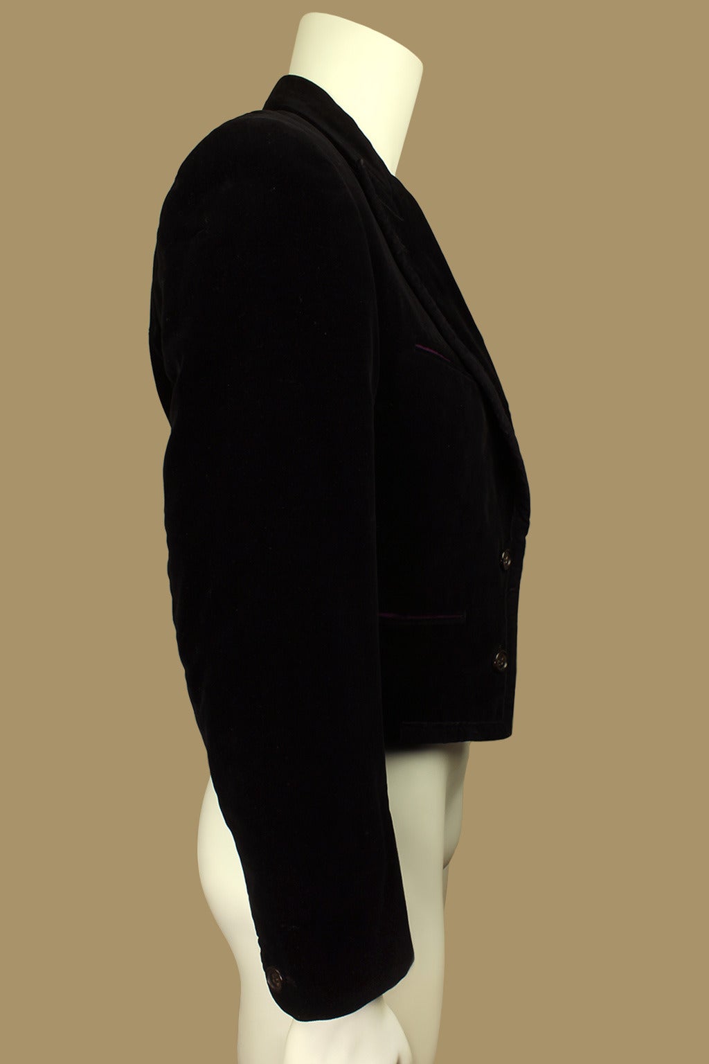 Comme des Garcons 1990s Mens Velvet Cropped Evening Jacket