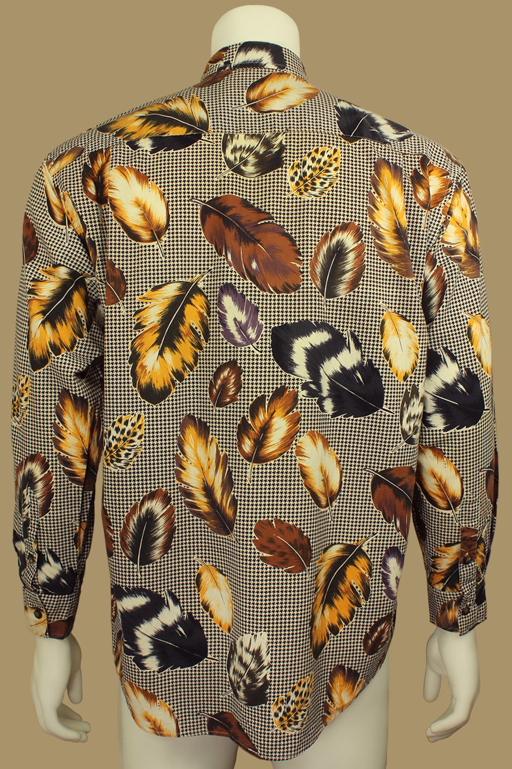 Paul Smith 1990s Mens Feather Photo Print Shirt In Excellent Condition In New York, NY