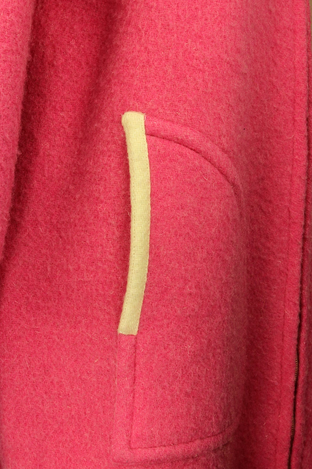 Courreges Mod Style Pink/Creme Wool Zip Coat 2