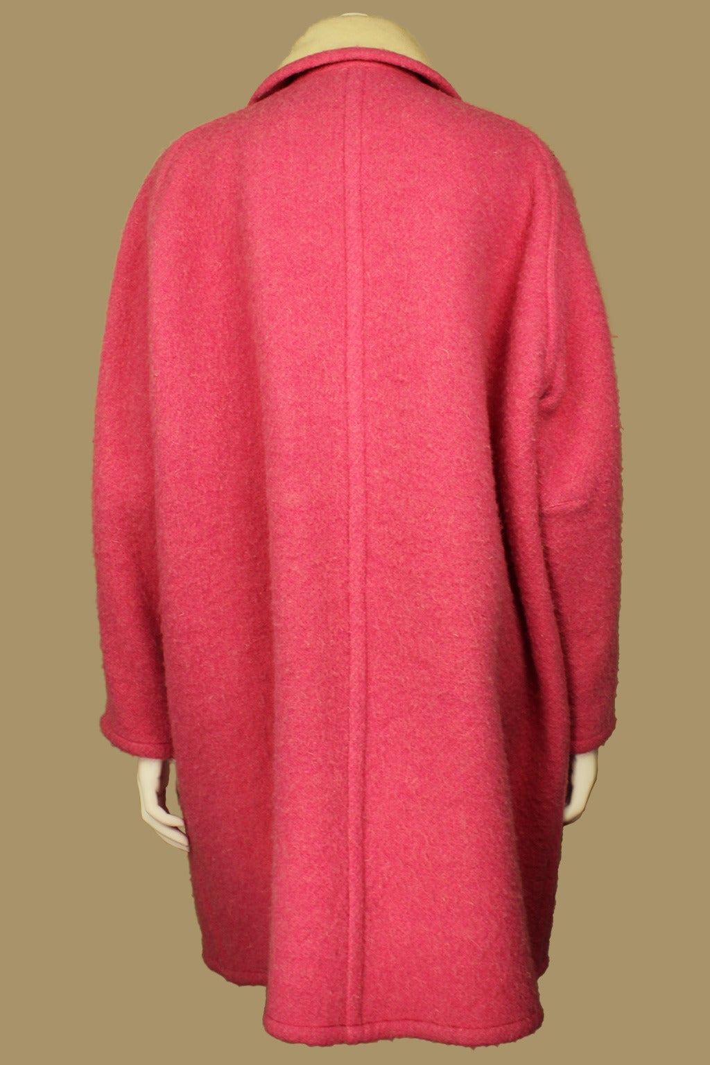 Courreges Mod Style Pink/Creme Wool Zip Coat In Excellent Condition In New York, NY