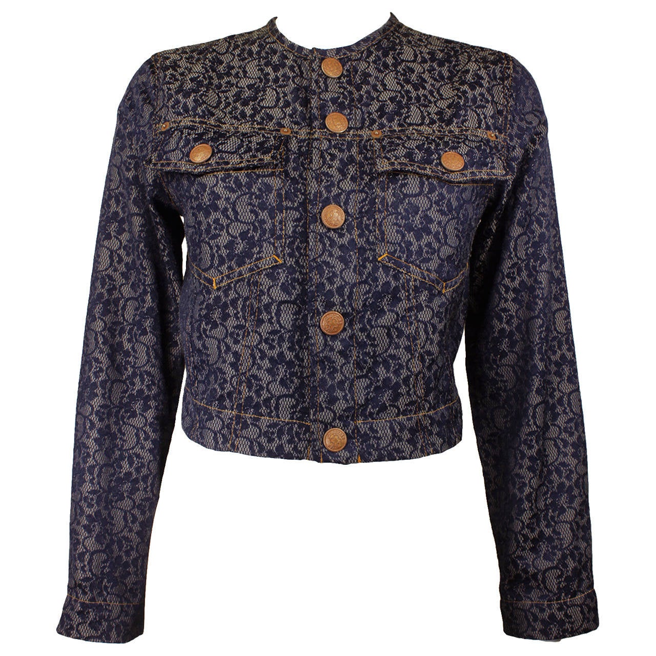 Jean Paul Gaultier Cropped Lace Printed Jacket