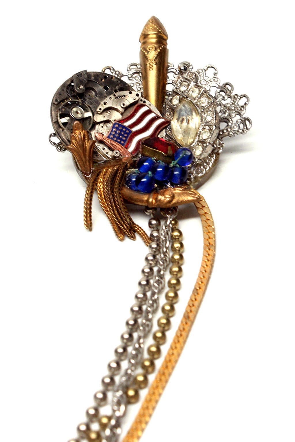 Maximal Art 1980s Whimsical Double Pin with Chains and Charms In Excellent Condition In New York, NY
