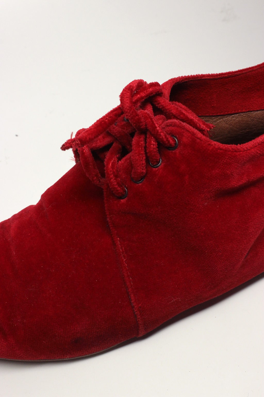 Romeo Gigli 1980s Red Velvet Boots In Excellent Condition In New York, NY