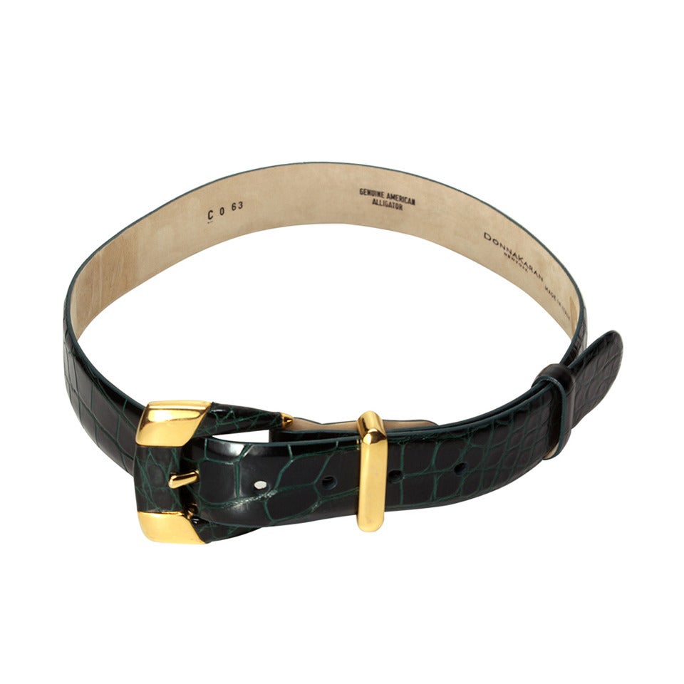 Donna Karan 1980s Green Alligator Belt For Sale