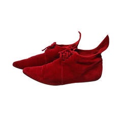 Romeo Gigli 1980s Red Velvet Boots